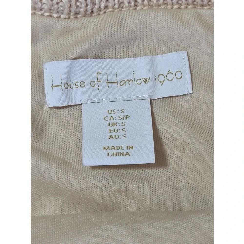 House of Harlow 1960 Skirt Crochet Knit Fringe Lined Size‎ S Boho Festival Tan